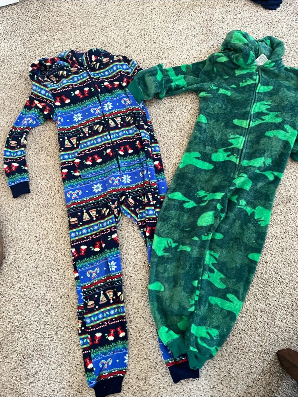 Kids Fleece One-Piece Hooded Pajamas bundle